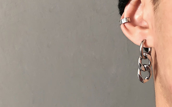 Titanium steel chain hoop earrings