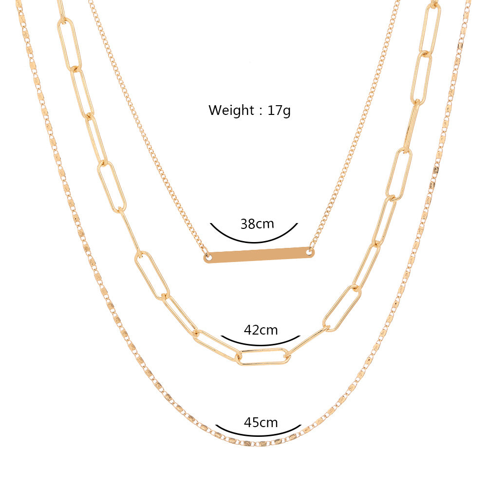 Cool Breeze Niche Design Lattice Chain Multi-layer Fashion New Style Necklace Woman