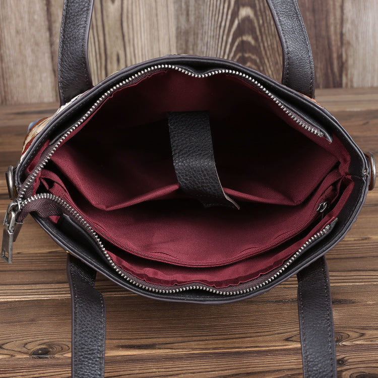 Vertical One-Shoulder Bag Fashion Stitching Leather Female Bag