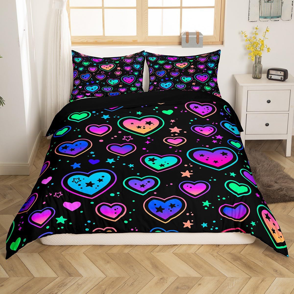 Simple Little Heart Quilt Cover Bedding Three-Piece Set