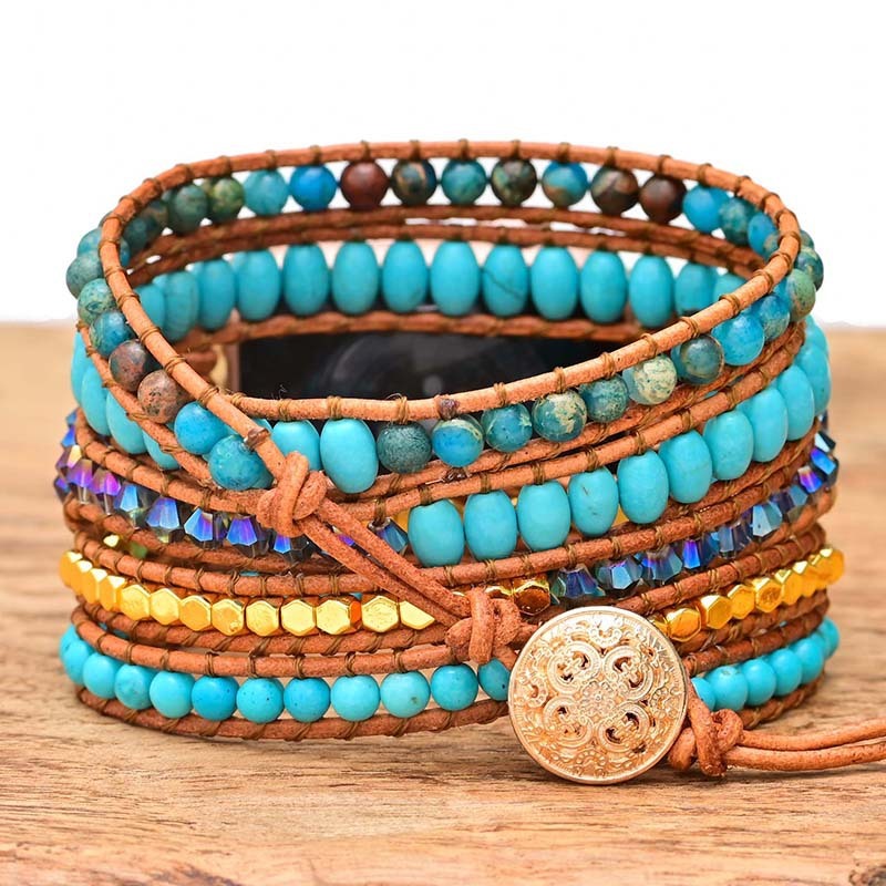 Fashion Natural Stone Woven Strap Bracelet