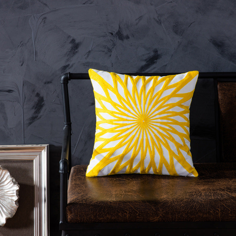 Cotton embroidered pillow with core sofa cushion chair backrest