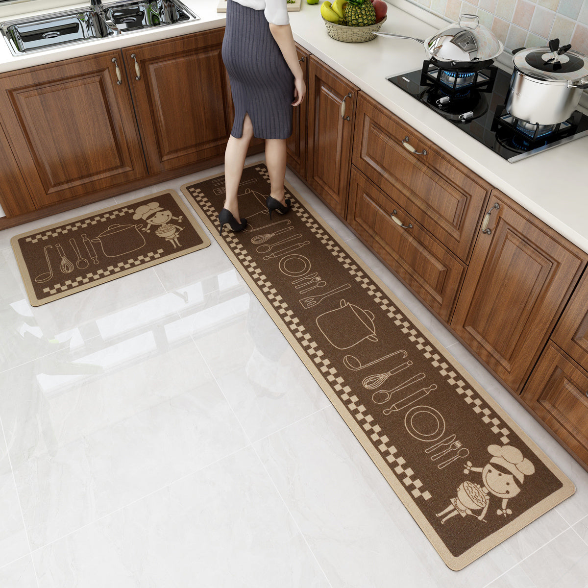 Long Strip Water Absorbent And Oil Proof Carpet Machine Washable Kitchen Floor Mat