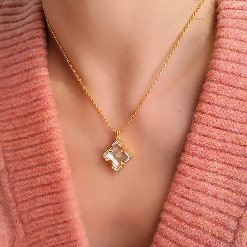 European And American S925 Silver Geometric Necklace Women's Fashion