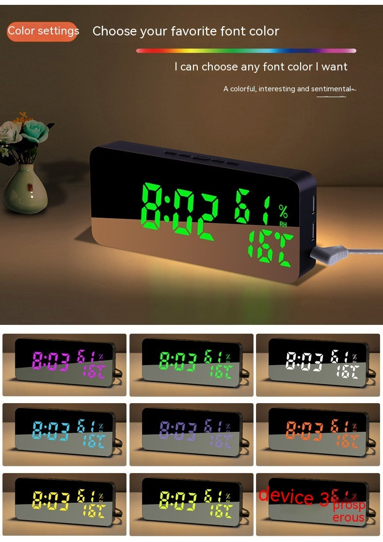 Miroir de charge créatif pour téléphone portable Horloge murale Alarme Rappel Vocal
