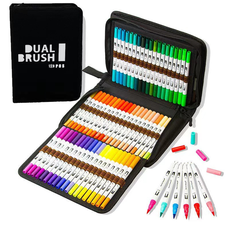 Double-headed Mark Watercolor Pens Set Color Hook Line Painting Soft-headed Pen