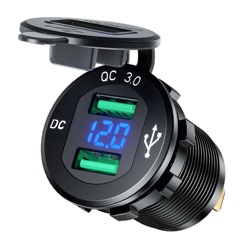 New Car Motorcycle Modified USB Charger Mobile Phone Tablet QC30 Metal Fast Charge Car Charger