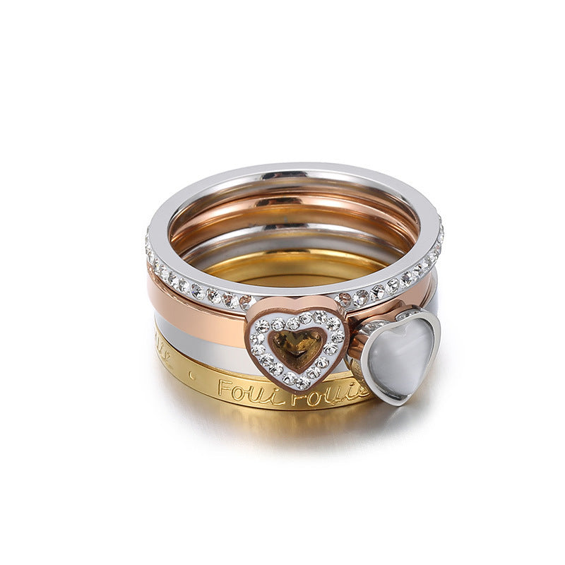 Simple Fashion Stainless Steel Ring Four In One