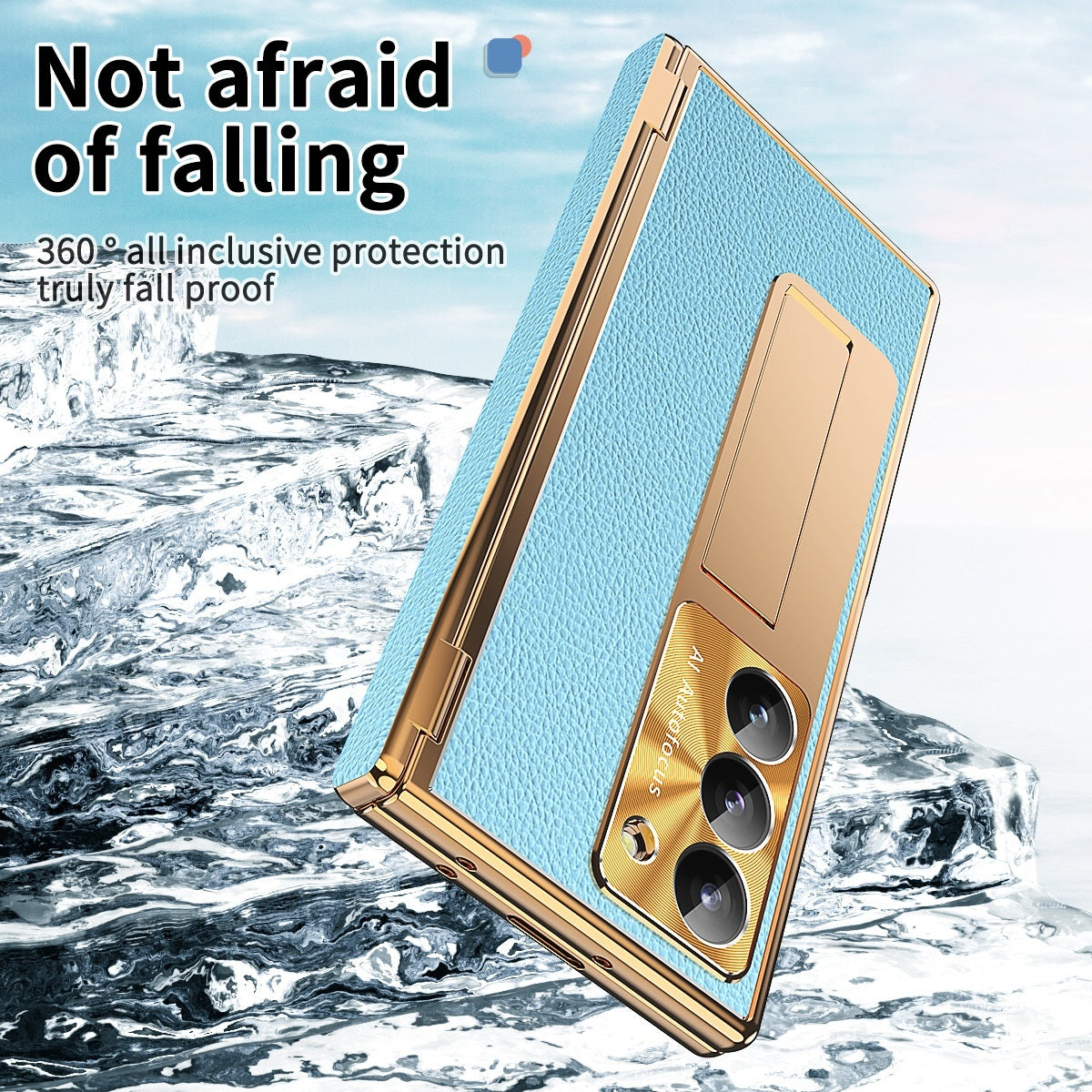 All-inclusive Electroplating Plain Leather Double Hinge Phone Case Hard Case With Pen Slot