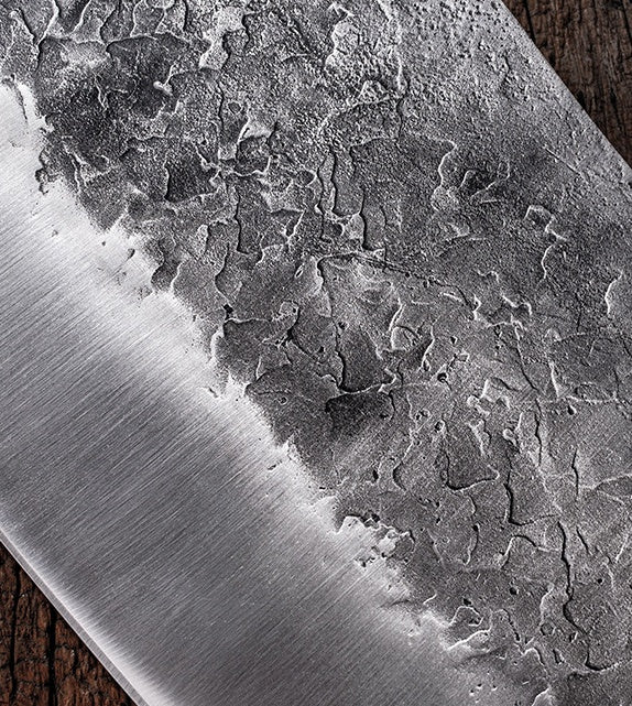 Chef knife with wooden handle