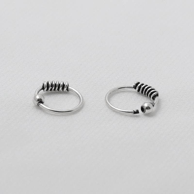 Distressed Small Silver Earrings Twined Unisex