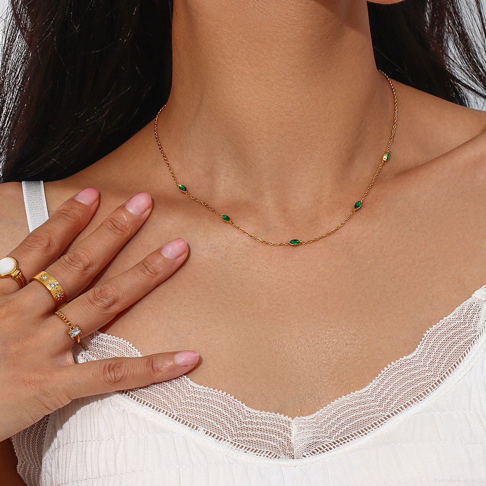 Stylish Simple And Versatile Horse Eye Zircon Fine Necklace