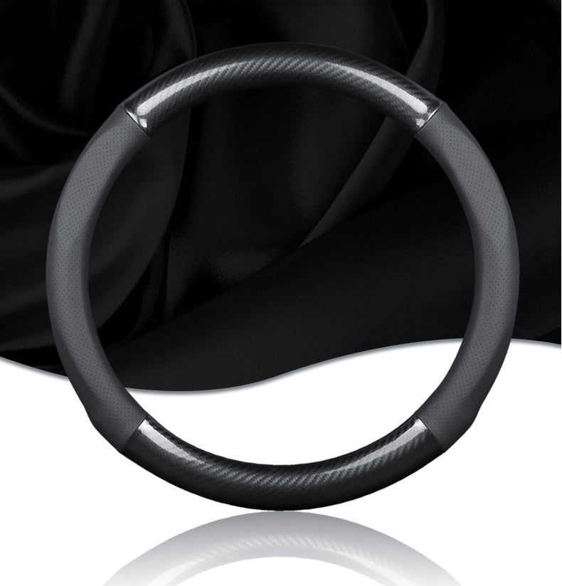 Leather carbon fiber steering wheel cover
