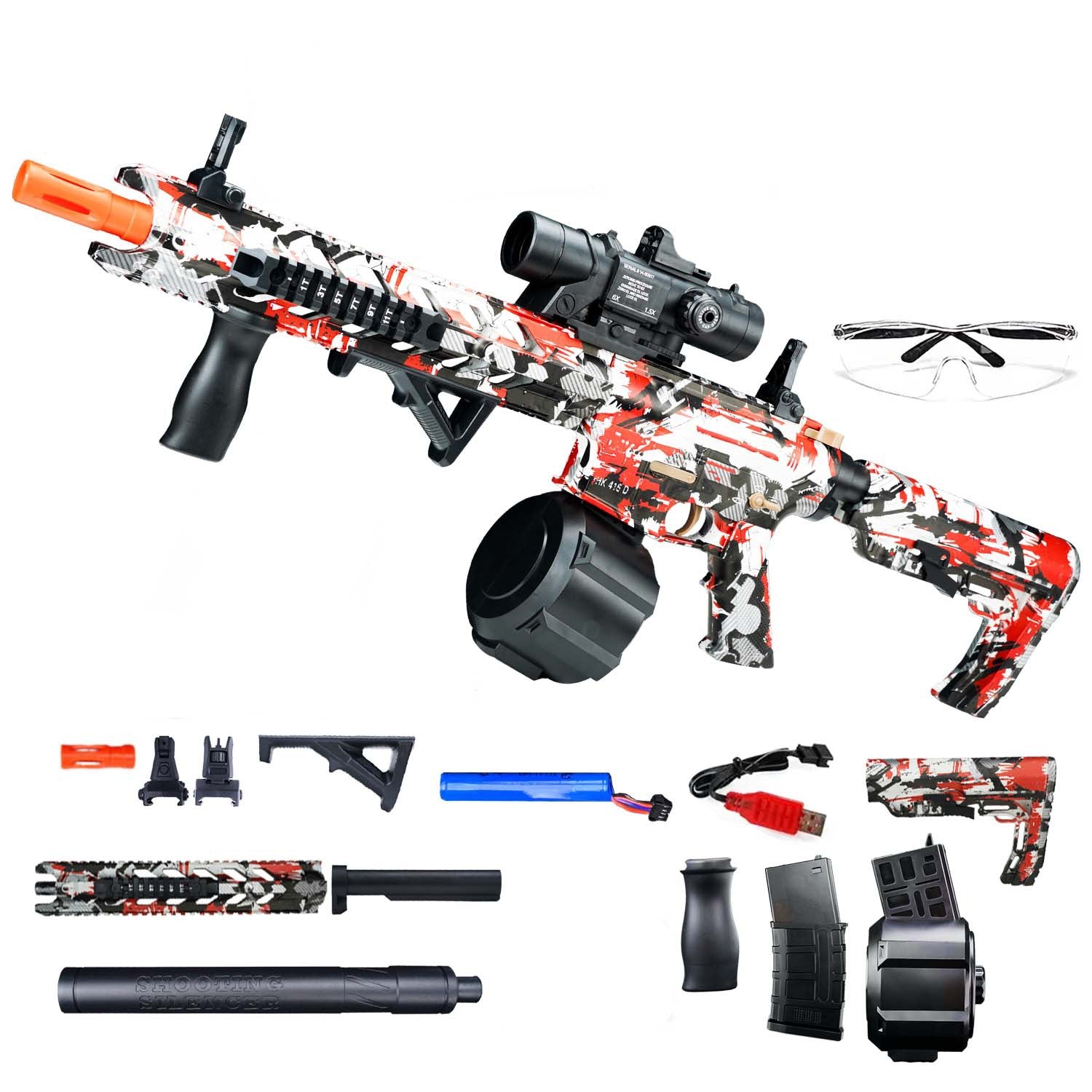 Outdoor Gel Ball Electric Continuous Hair Graffiti Launcher Toy