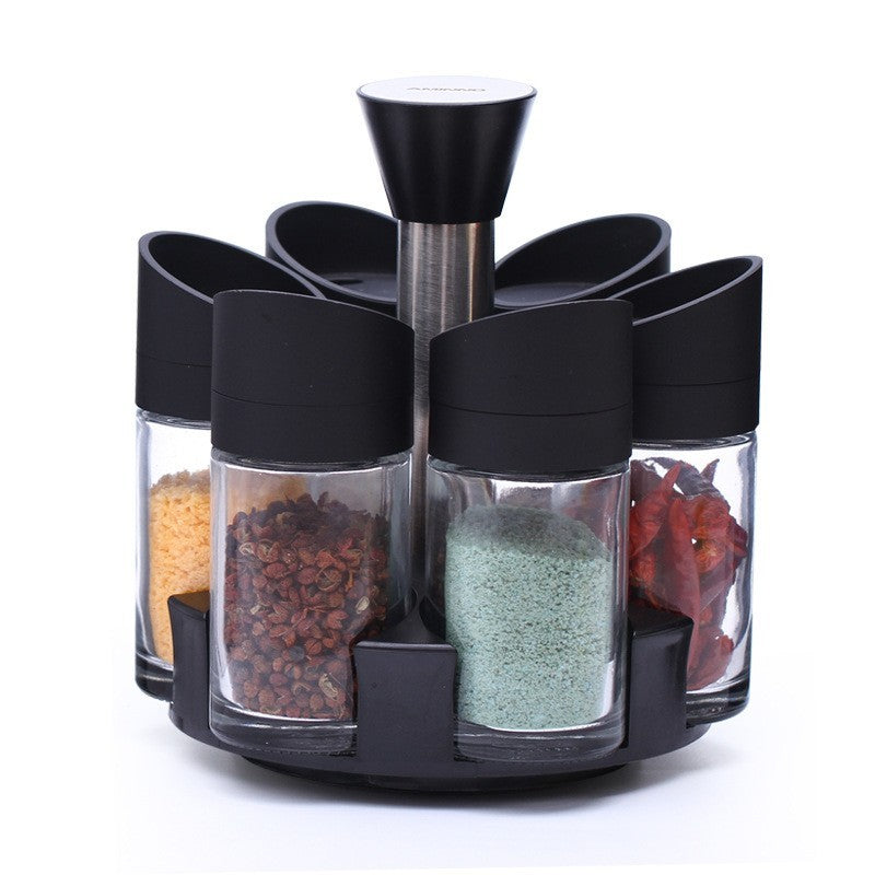 Rotating Glass Seasoning Bottle Creative Kitchen Condiments Box