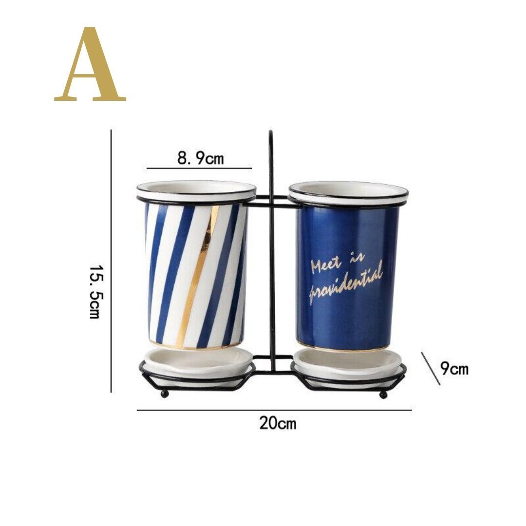 Ceramic fork spoon tableware storage drain cylinder