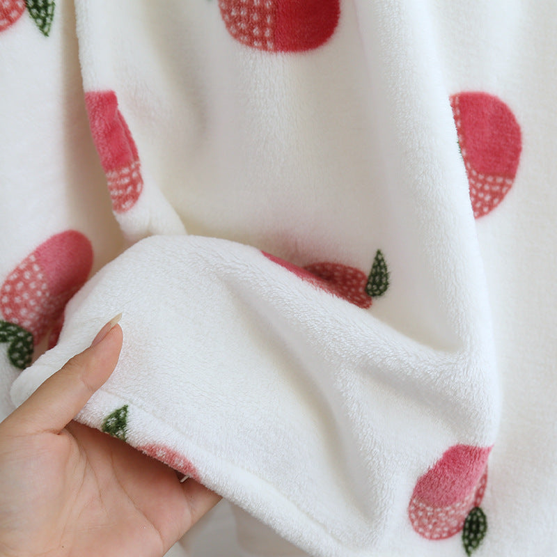 Flannel Peach Tie Ladies Long Robe