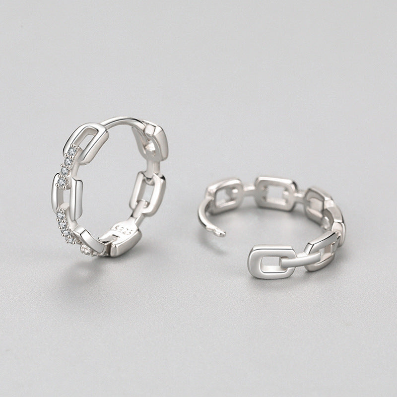 Small High-end Sense Chain-shaped Micro Diamond Earrings Women
