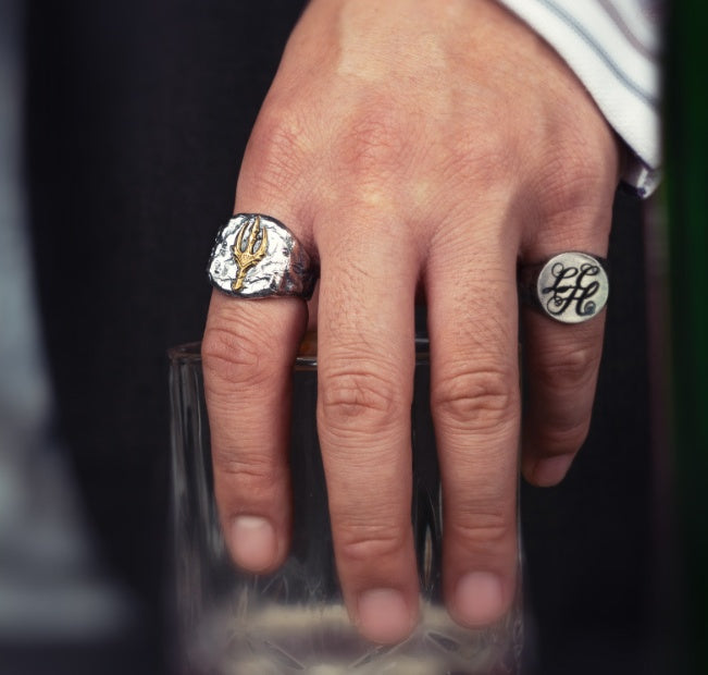 Original Poseidon Ice Rage Trident Silver Ring Trendy Men's