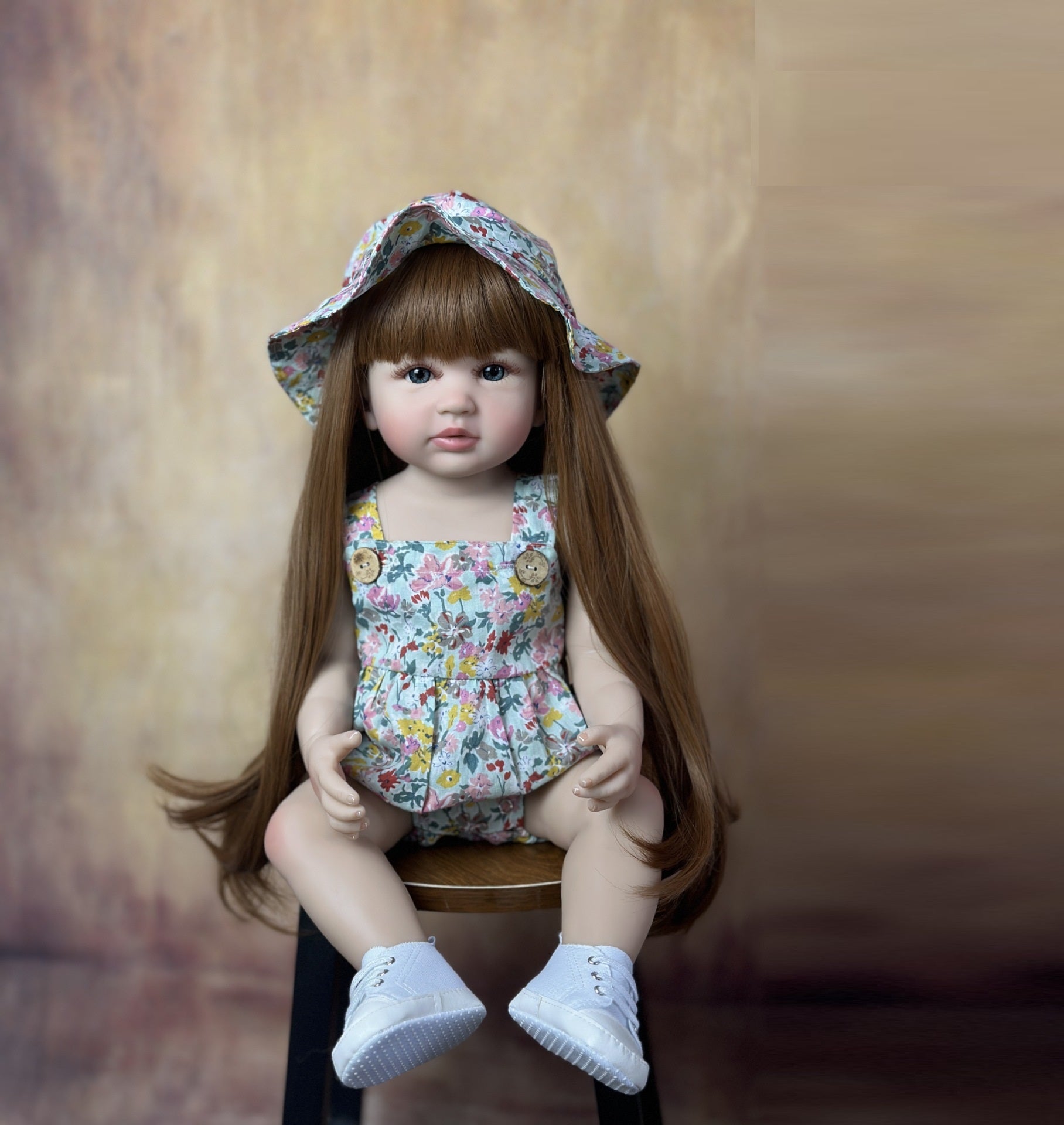 Simulation Baby Yaoyao 55cm Rubber Body Golden Long Hair Reborn Doll
