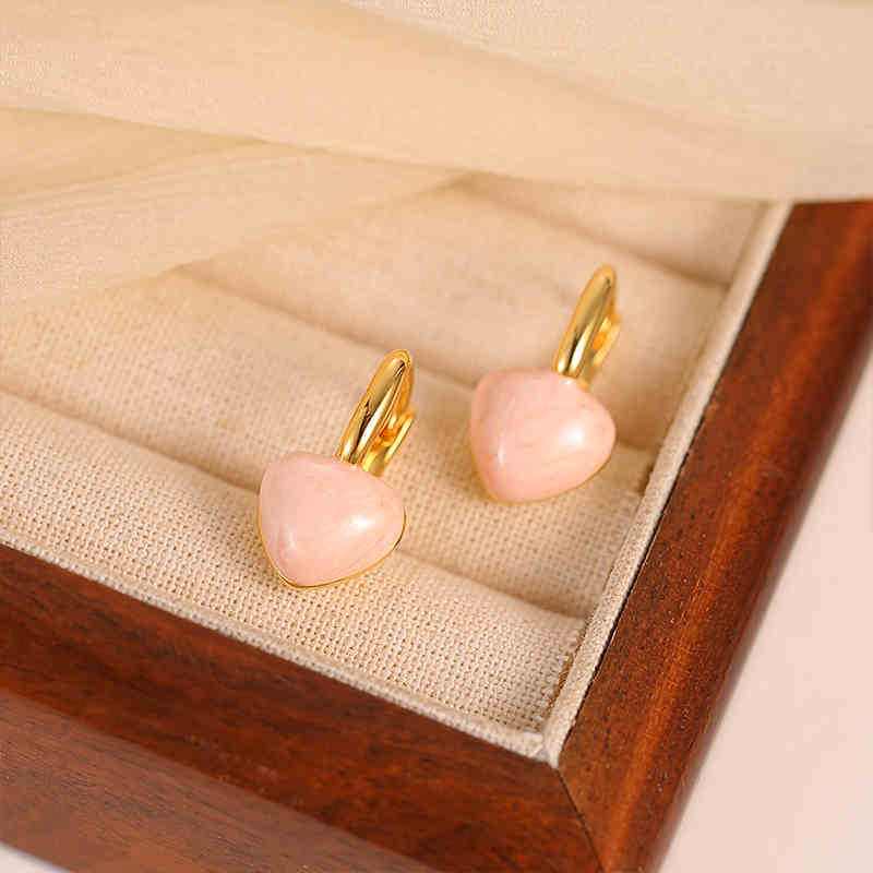 Graceful Personality French Blue Drip Glazed Love Heart Earrings Women