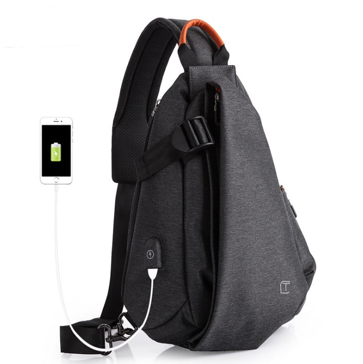 Sac à bandoulière, sac de poitrine tendance pour hommes, sac en diagonale Oxford, sac de sport de marque branchée.