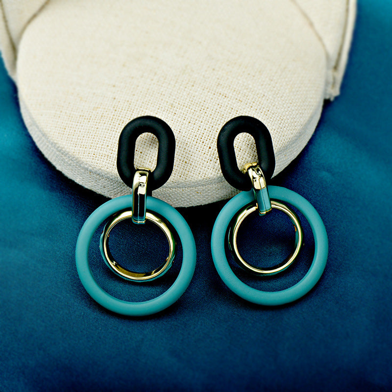 Exaggerated Circle Long Earrings Acrylic Resin