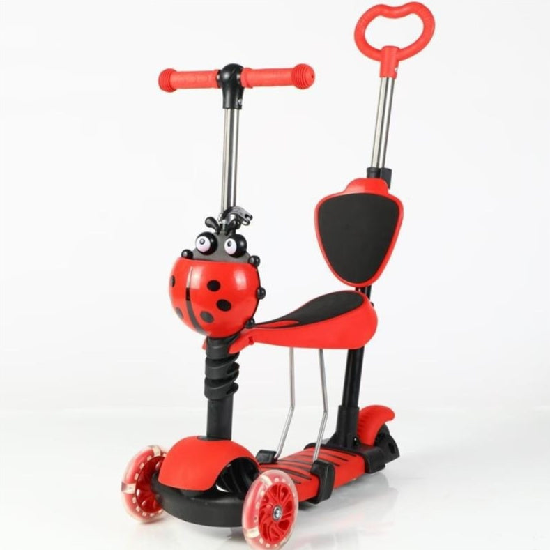 Three-wheeled Children's Scooter With Push Rod