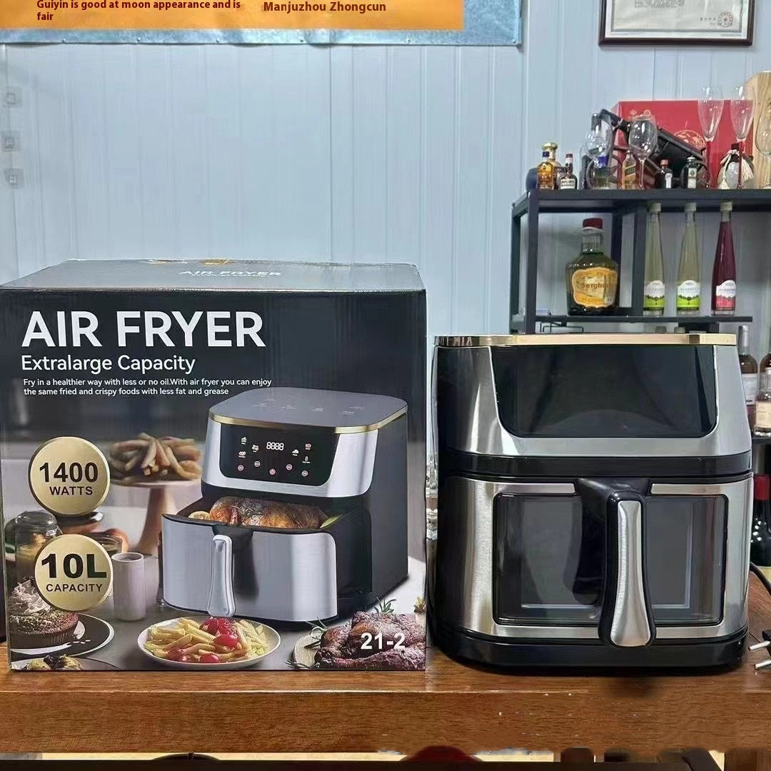 12L English Large Capacity Visible Stainless Steel Household Air Fryer