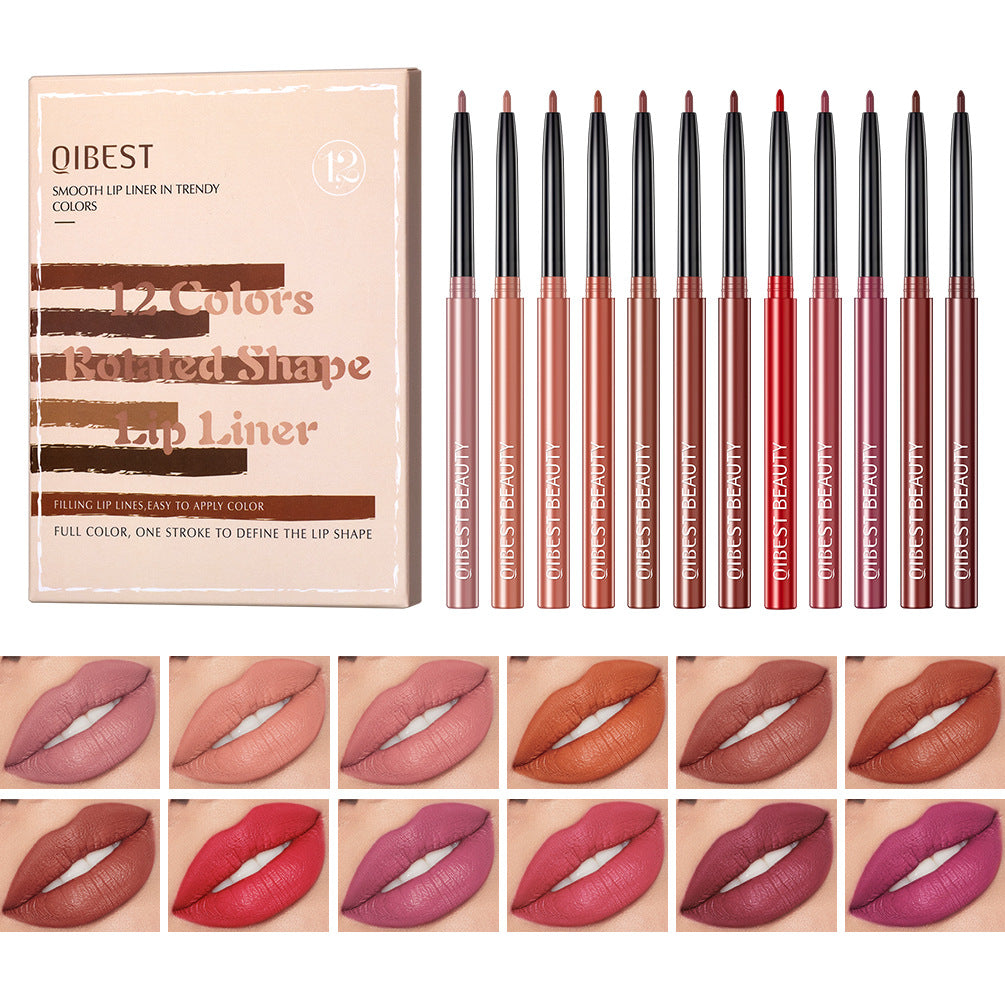 Matte Finish Lip Liner 12 Mixed Color Waterproof Decoration Lipstick Pen