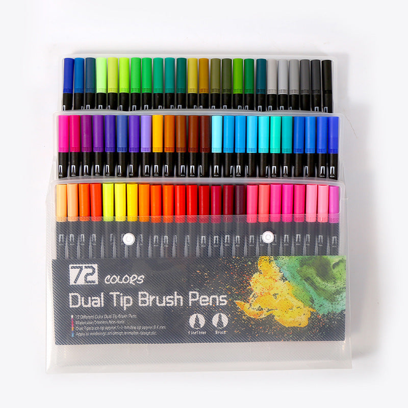 Double-headed Mark Watercolor Pens Set Color Hook Line Painting Soft-headed Pen