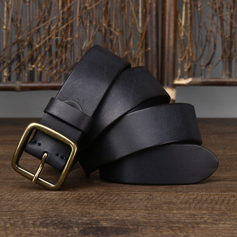 Fashion Pin Buckle Pure Copper Men's Cowhide Vintage Belt