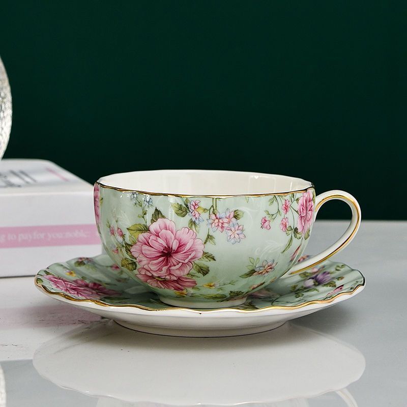 Ceramic Flower Tea Cup Coffee Suit Household Watchband Spoon