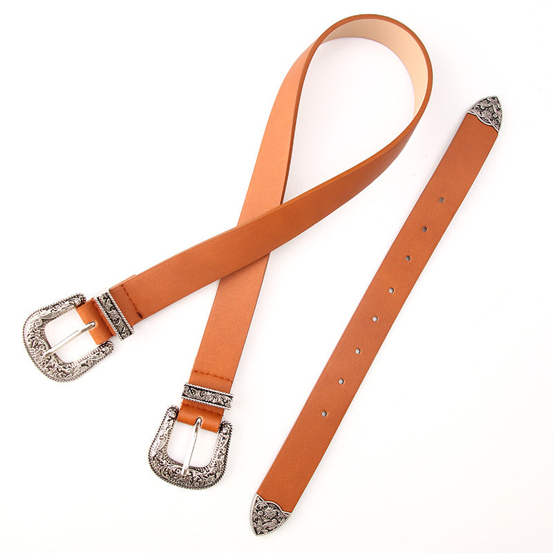 Double head carved ladies belt