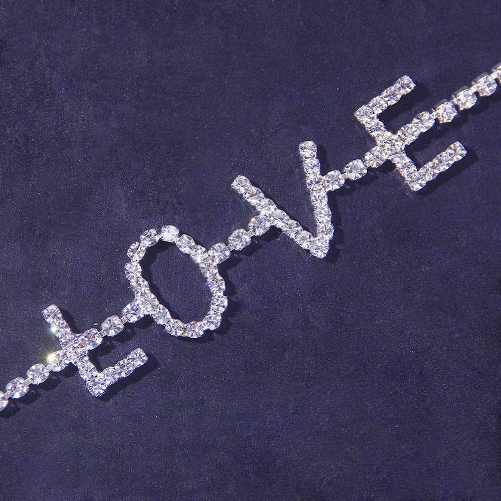 Chevillère Lettre LOVE Strass Cheville