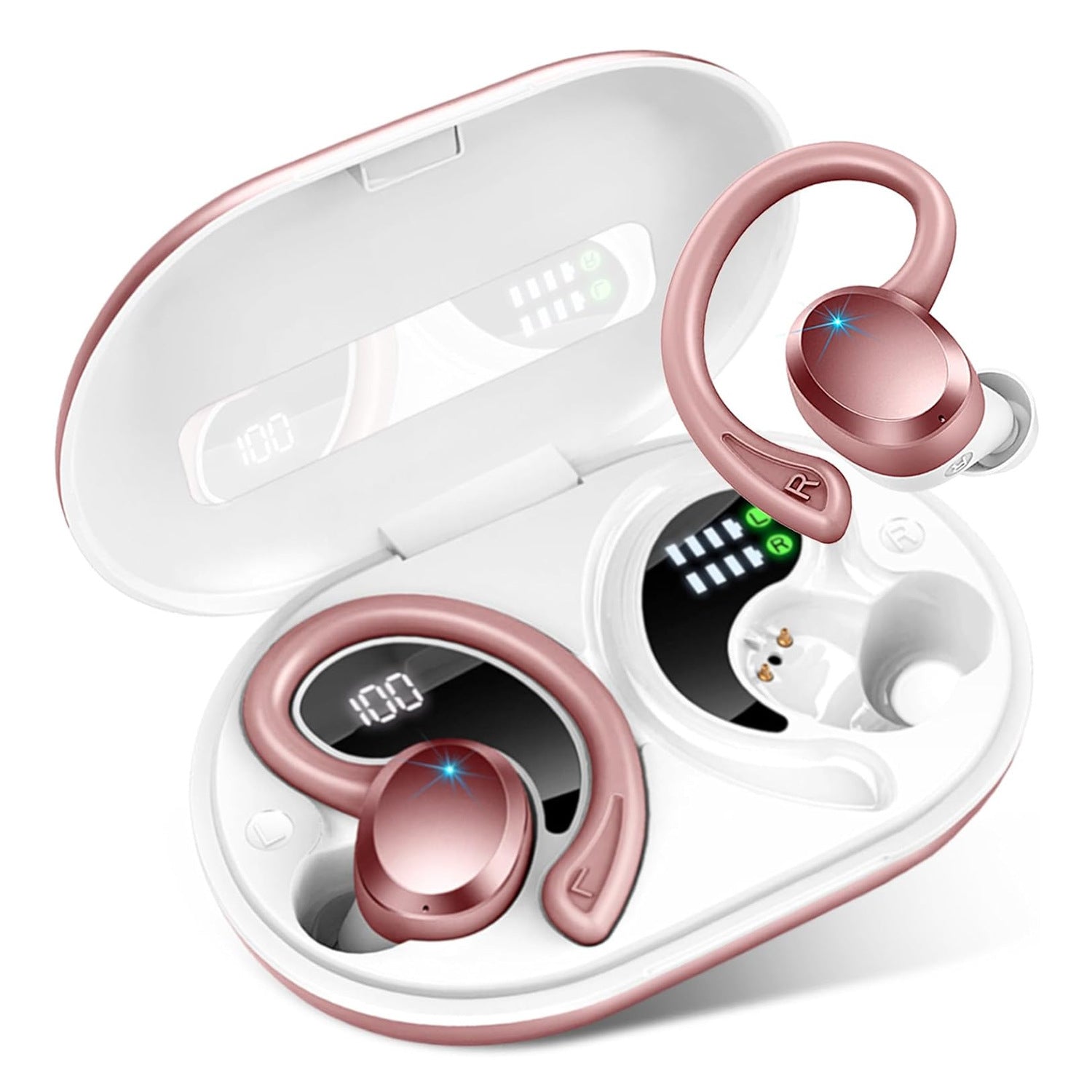 Digital Display Waterproof Sports Q38 Ear-mounted In-ear Noise Reduction Stereo Bluetooth Earphone