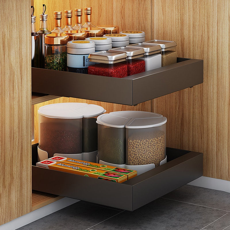 Kitchen Drawer-styled Pull-out Basket Cabinet Double Layer