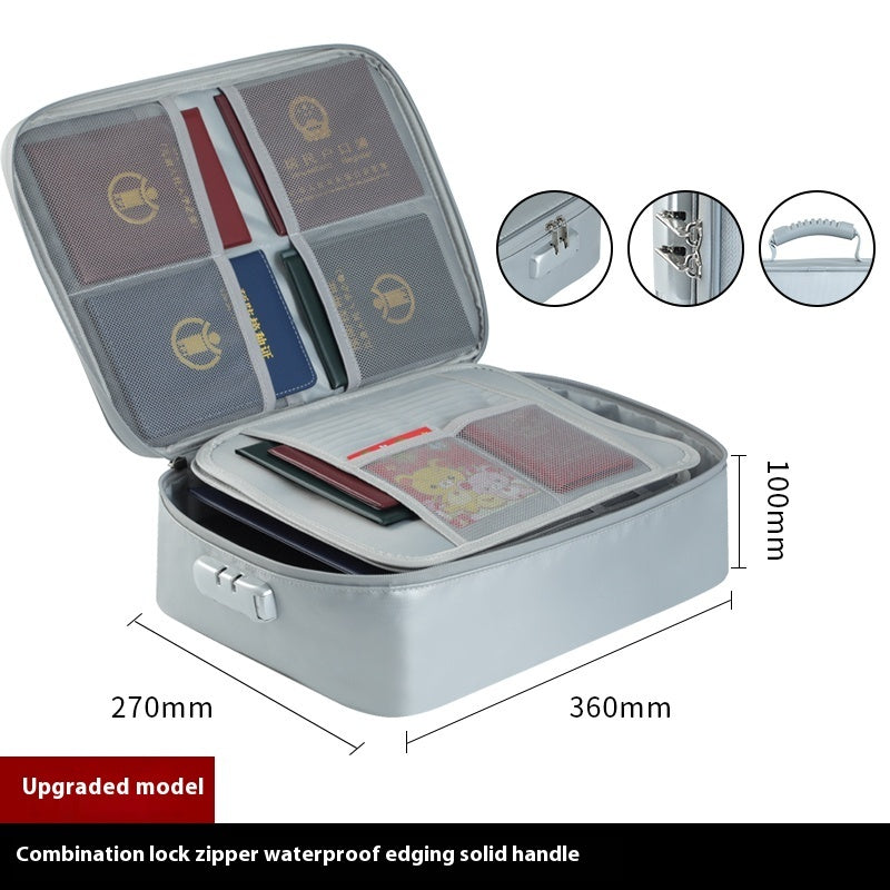 Fireproof Certificate Household Information File Bag Storage Box