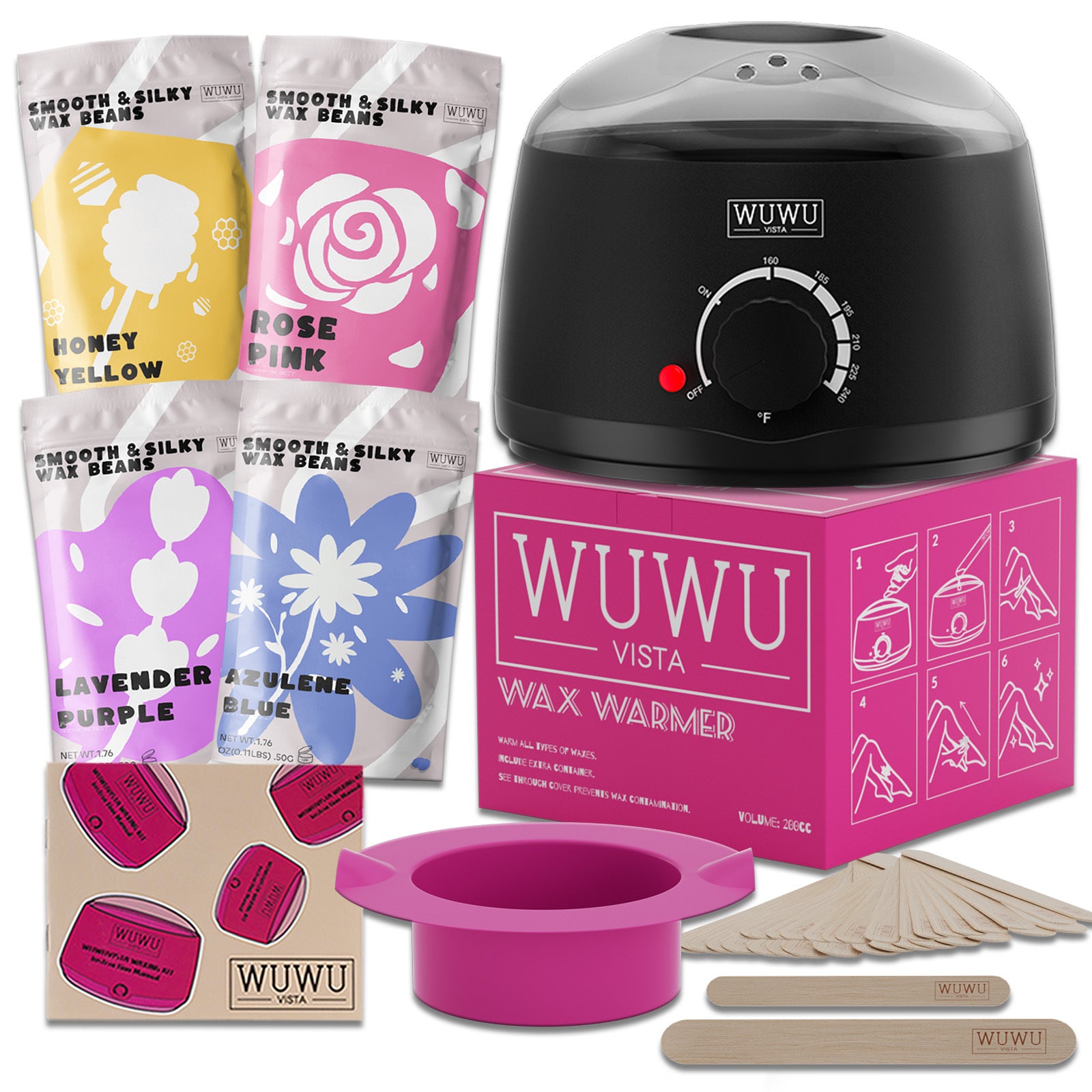 27pc Hair Removal Set Hypoallergenic Wax Kit With Wax Beads, Wax Machine For Brazilian, Face, Body,Sensitive Skin