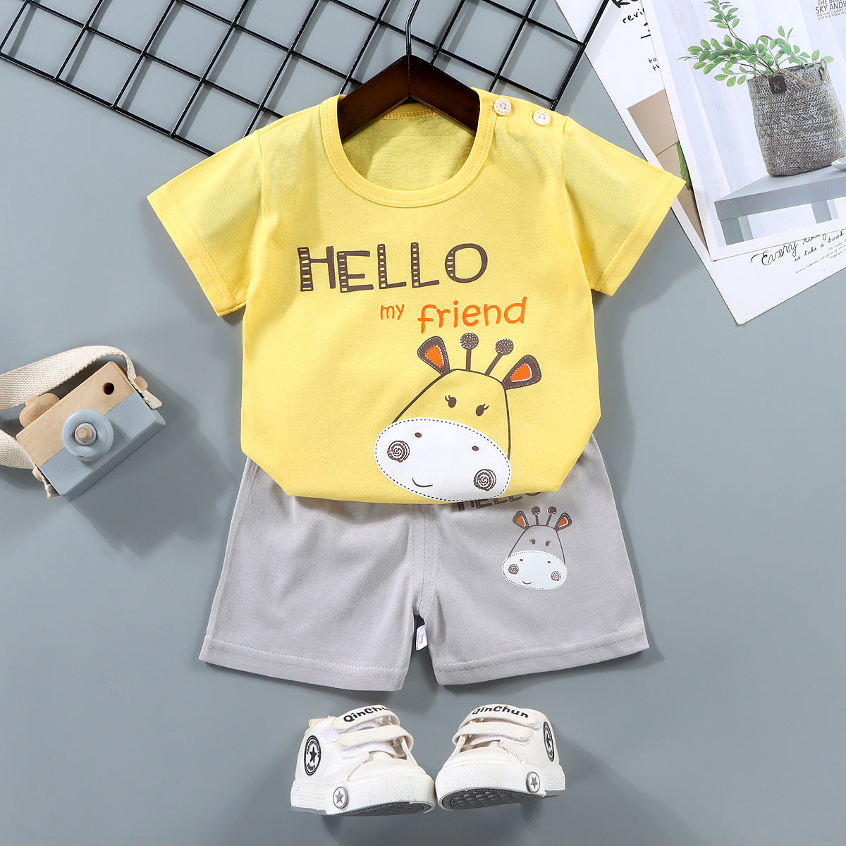 Boy's Summer Cotton Short Sleeve Suit