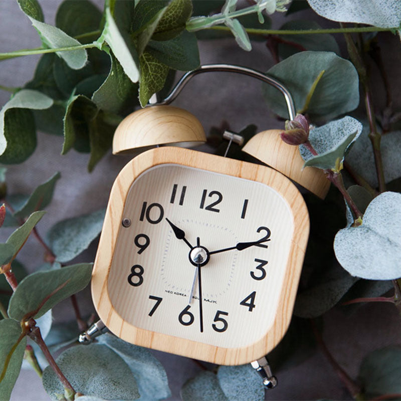 Wooden Alarm Clock Luminous Silent Simple Retro