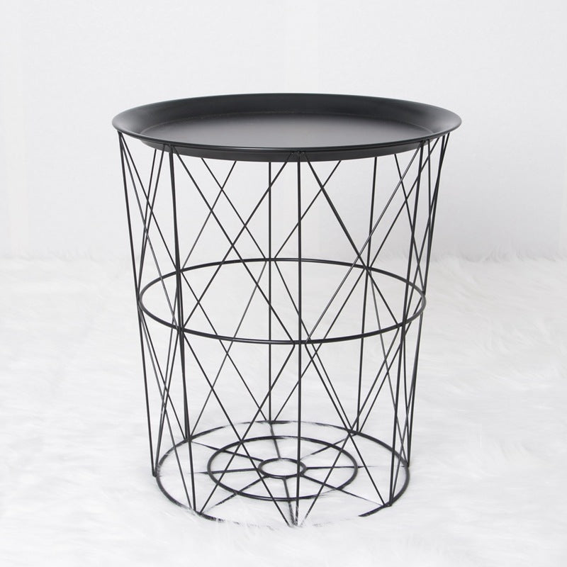 geometric metal bedside table simple storage basket