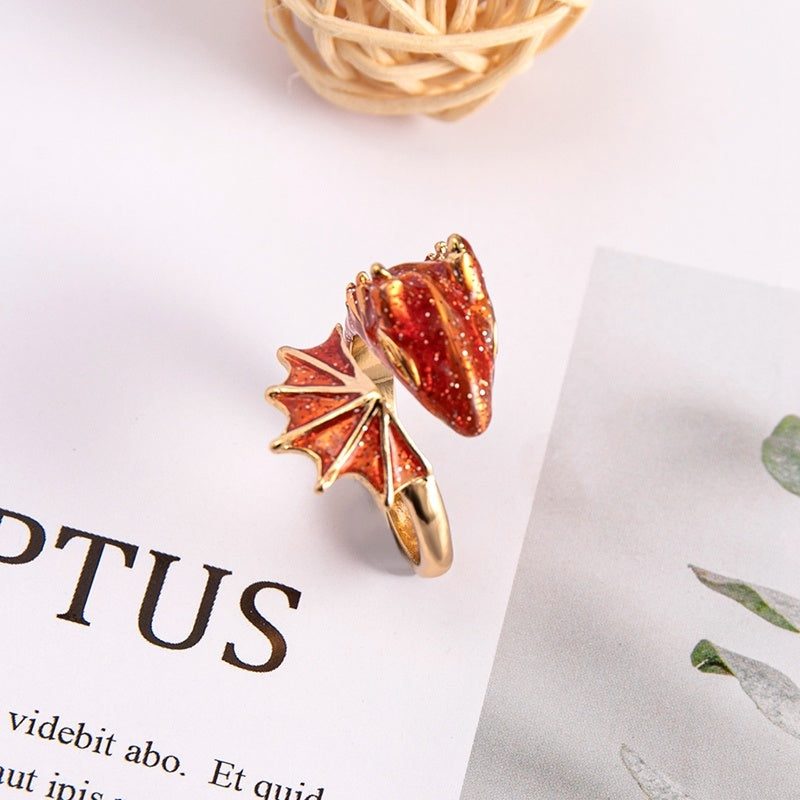 Boho Blue Green Pink Red Dragon Wing Adjustable Rings For Women