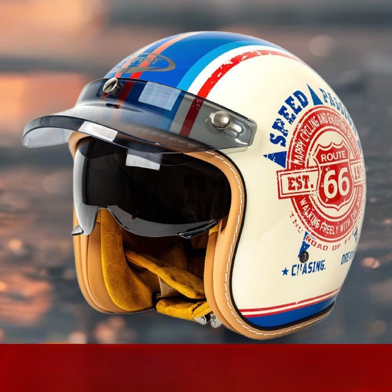 Motorcycle Helmet Motorcycle Helmet Men's And Women's Electric Car Built-in Goggles