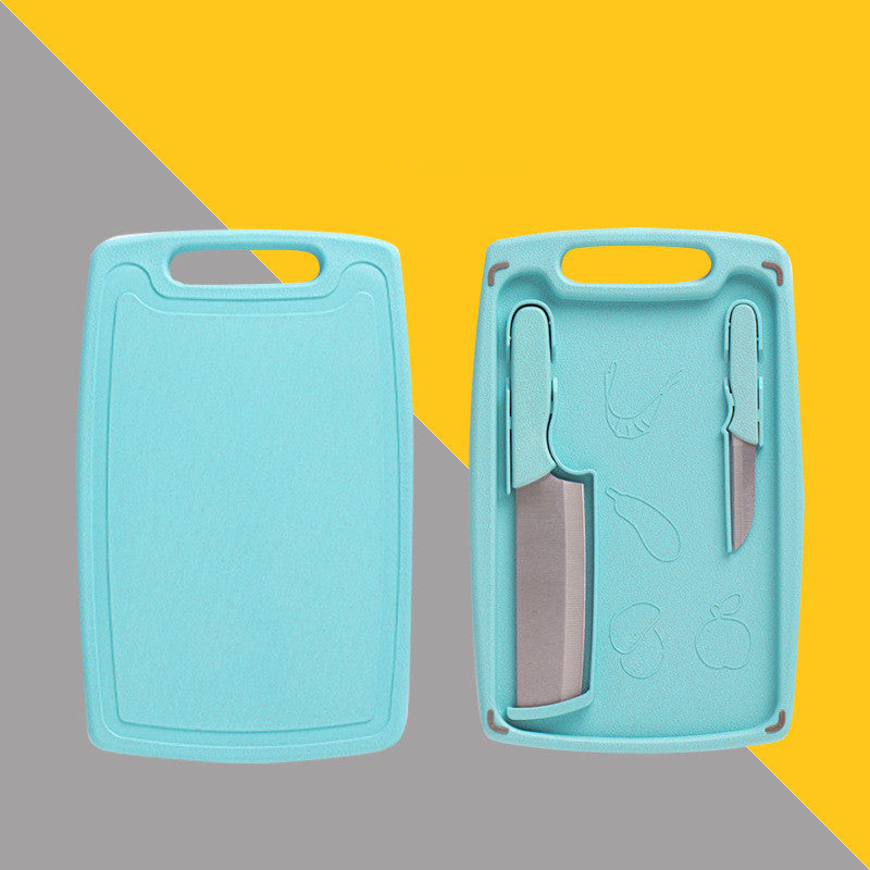 Kitchen Knife Cutting Board Fruit Knife Three-piece Plastic Set