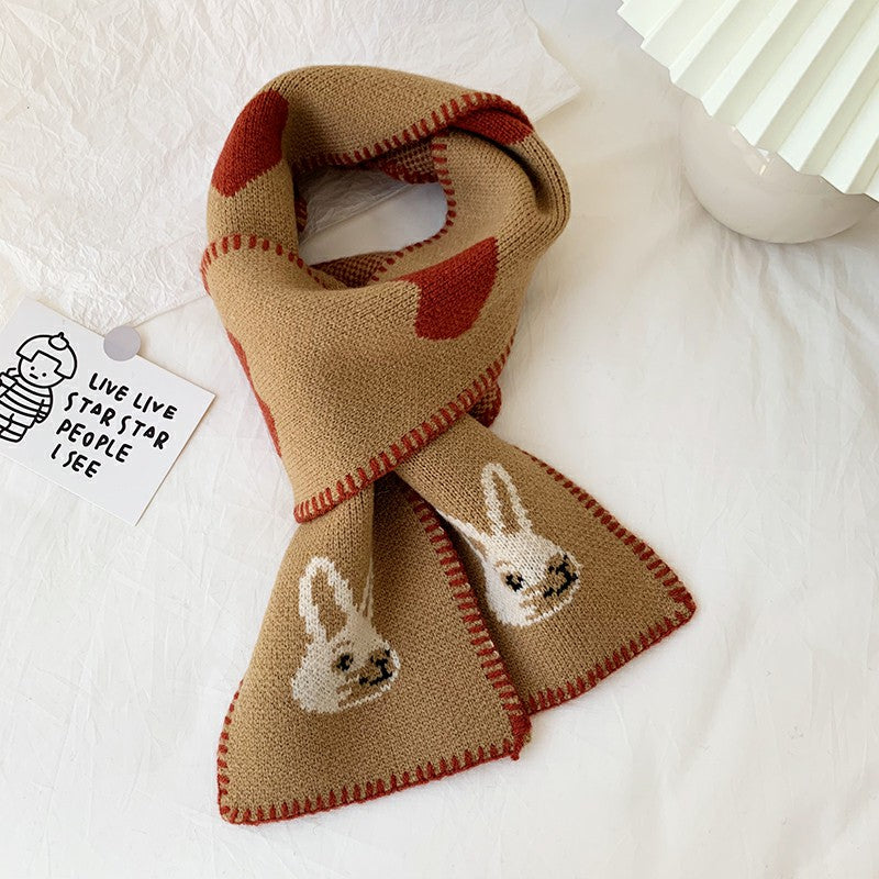 All-match Love Rabbit Short Warm Wool Knitted Scarf