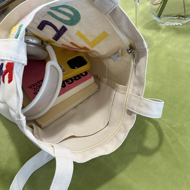 Letter Large Capacity Versatile Canvas Bag For Women