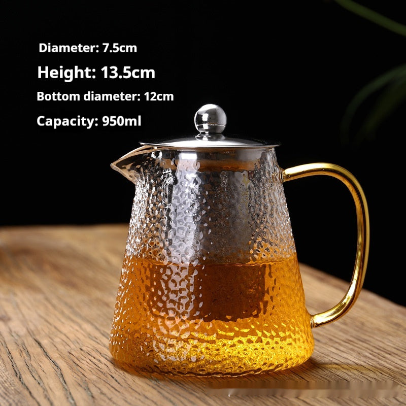 Théière en Verre Ultra Épais Infuseur à Thé Grande Taille Transparent Filtre en Acier Inoxydable Fleurs et Plantes Résistantes à la Chaleur