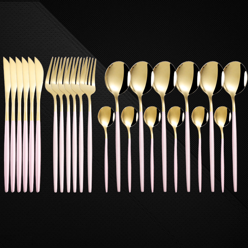 Stainless Steel 24 Pieces Set Spoon And Fork Western Cutlery