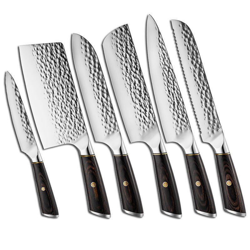 Hammer Pattern Forging Kitchen Knife Household 6-piece